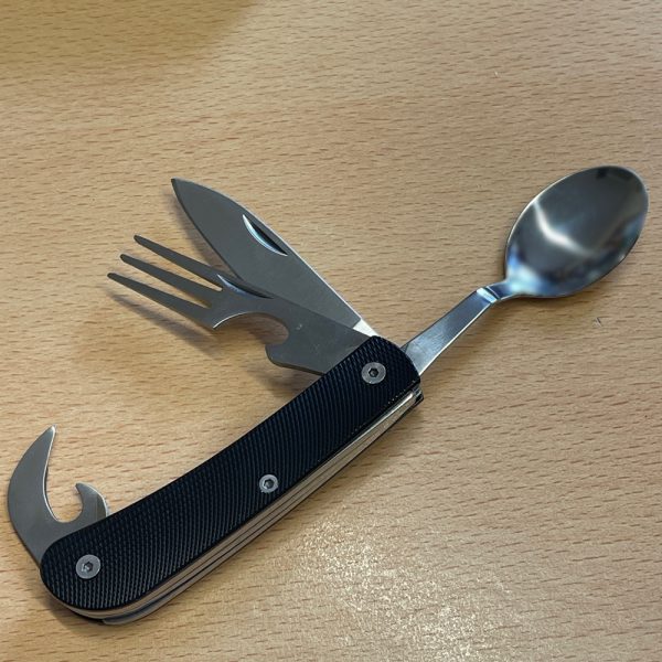 KA-BAR Hobo Outdoor Diner - Non locking pen knife, Fork, Spoon and Can Opener - 1302BK in Black - Image 4