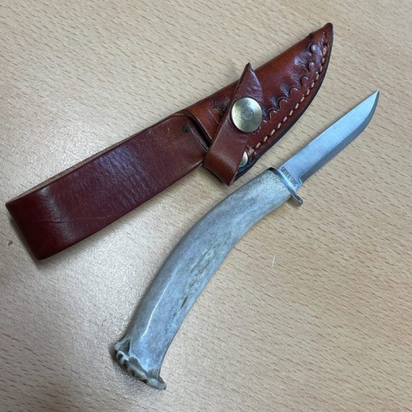Silver Stag Mini Patch Fixed Blade Skinning Knife with Leather Sheath - Image 2