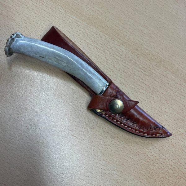 Silver Stag Mini Patch Fixed Blade Skinning Knife with Leather Sheath - Image 4