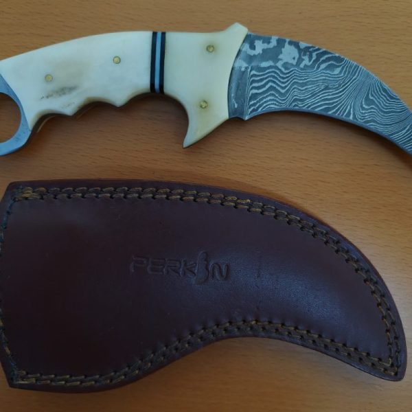 Perkin Knives Karambit Damascus Steel Hunting Knife With Bone Handle - Image 2