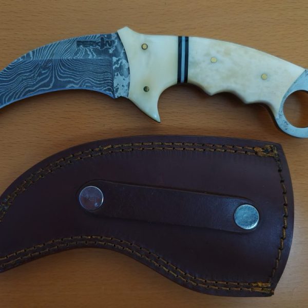 Perkin Knives Karambit Damascus Steel Hunting Knife With Bone Handle - Image 3