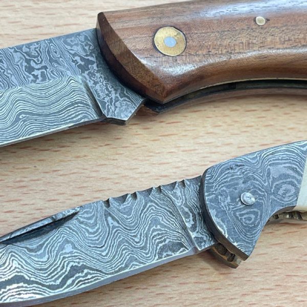 Damascus Folding Pocketknives Pair - Image 6