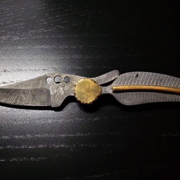 Kuboy Handmade 18.6cm Damascus Steel folding pocket knife leaf style design blade length: 6,7cm MINT CONDITION - Image 4