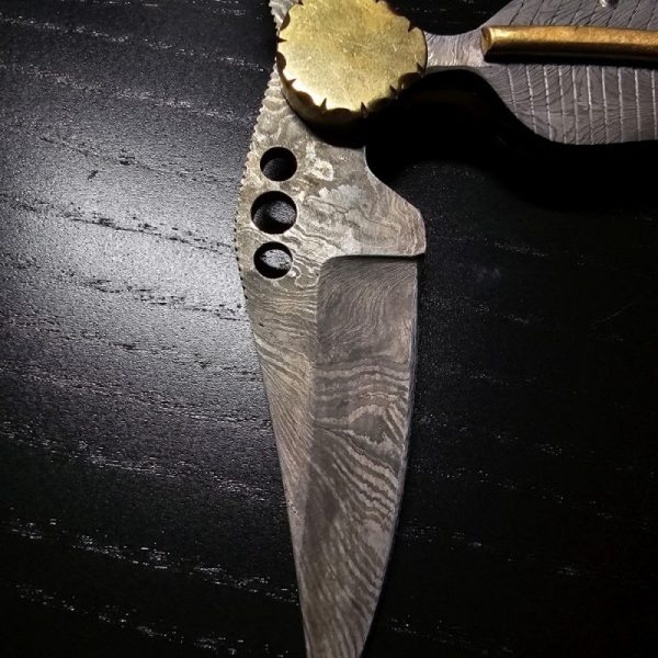 Kuboy Handmade 18.6cm Damascus Steel folding pocket knife leaf style design blade length: 6,7cm MINT CONDITION - Image 8