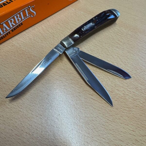 Marbles MR106 Three Blade Trapper Stag Bone Knife - Image 3