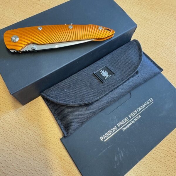 Kizer Silver Linerlock Orange
