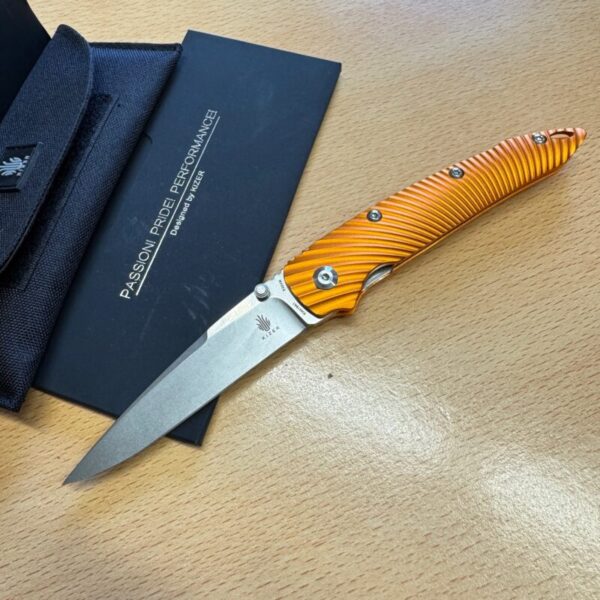 Kizer Silver Linerlock Orange - Image 3