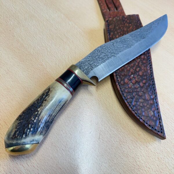 Damascus Bowie Antler & Brass - Image 2