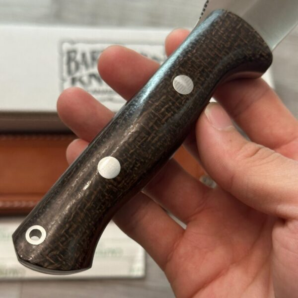 Bark River Knives Bravo 1.25 - CPM 3V - Tan Burlap Micarta Handle (grey liner) - Image 3