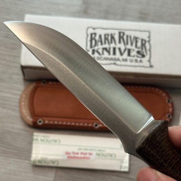 Bark River Knives Bravo 1.25 - CPM 3V - Tan Burlap Micarta Handle (grey liner) - Image 5