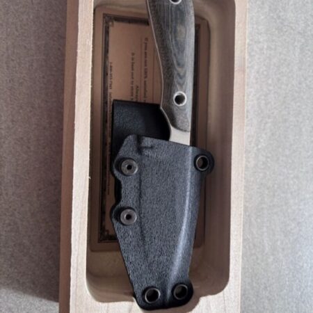 White River Knives M1 Caper Black OD Linen Micarta fixed knife, Kydex sheath
