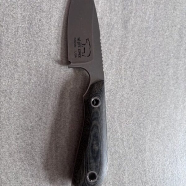 White River Knives M1 Caper Black OD Linen Micarta fixed knife, Kydex sheath - Image 5