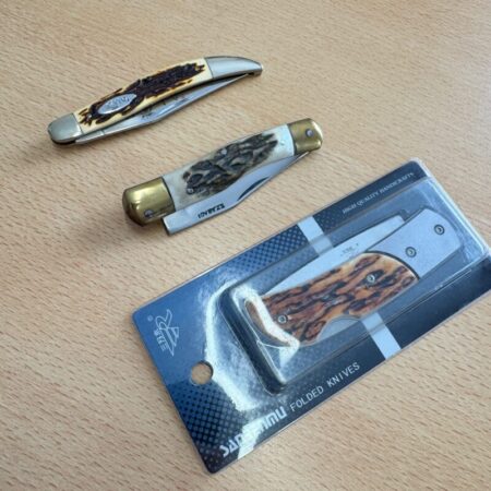 Antler Folding Knife Trio