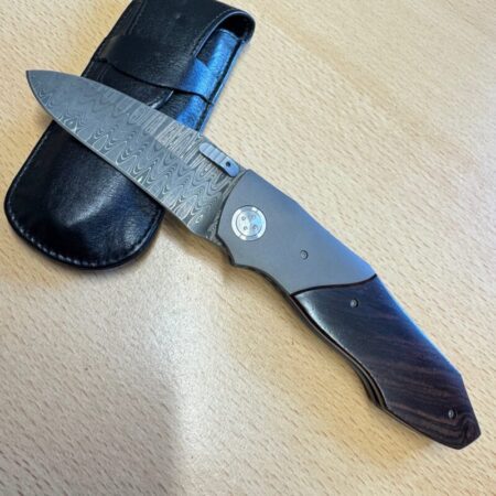 Allen Elishewitz Anubis Damascus Blade Snakewood folder