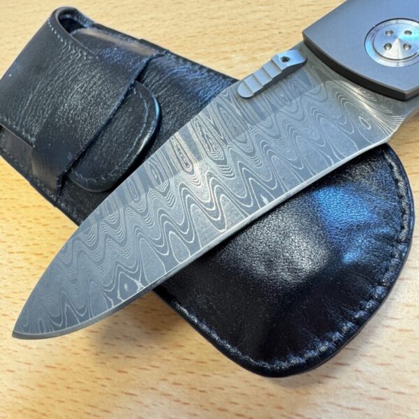 Allen Elishewitz Anubis Damascus Blade Snakewood folder - Image 2