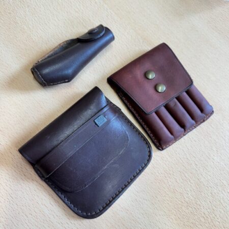 Two Leather Bullet Pouches suitable for .308 With Barrel Protector