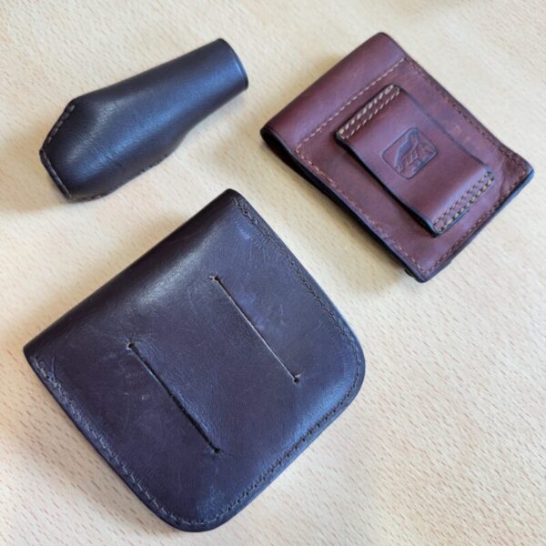 Two Leather Bullet Pouches suitable for .308 With Barrel Protector - Image 4